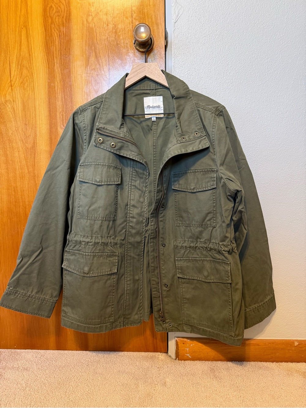 Madewell Olive Utility Field Jacket with Multiple Pockets